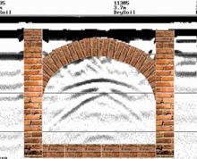 Radargrama de g.p.r. de un sótano encontrado con edición